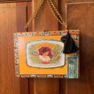 VINTAGE, Cuesta Rey CIGAR BOX Handbag, with multi-colors, double chain handles.